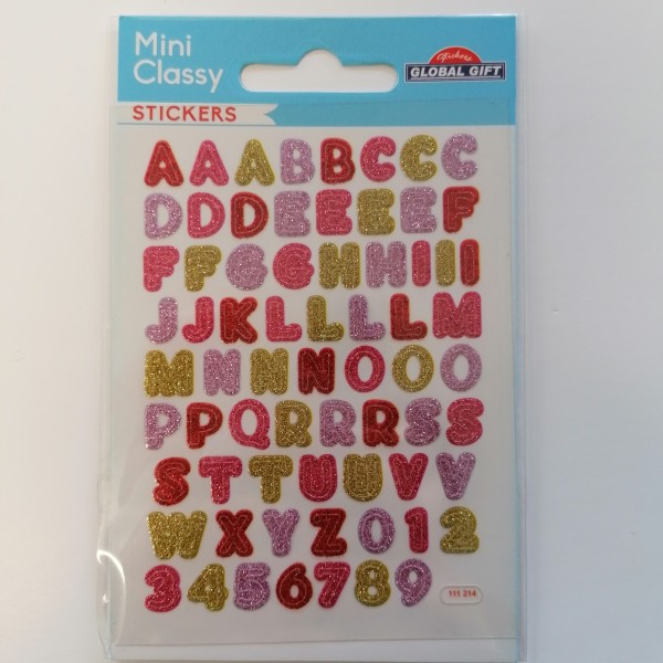 Stickers - alphabet pailleté rose - Photo n°1