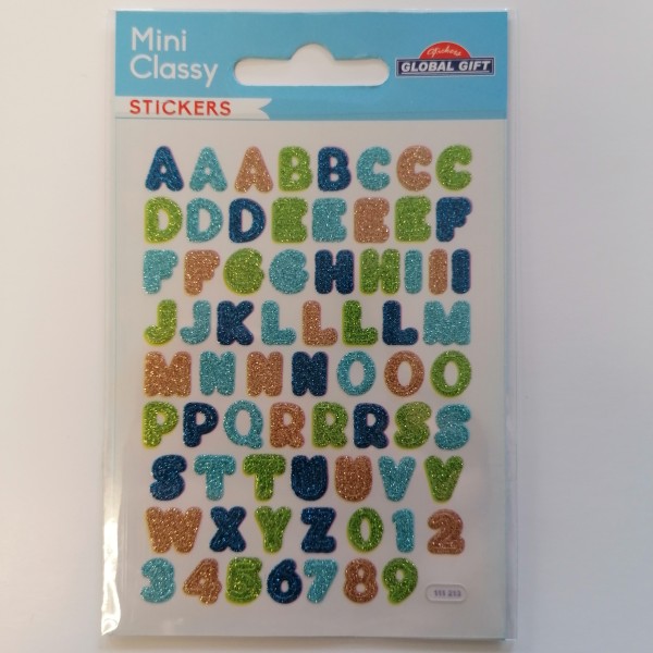 Stickers - alphabet pailleté bleu - Photo n°1