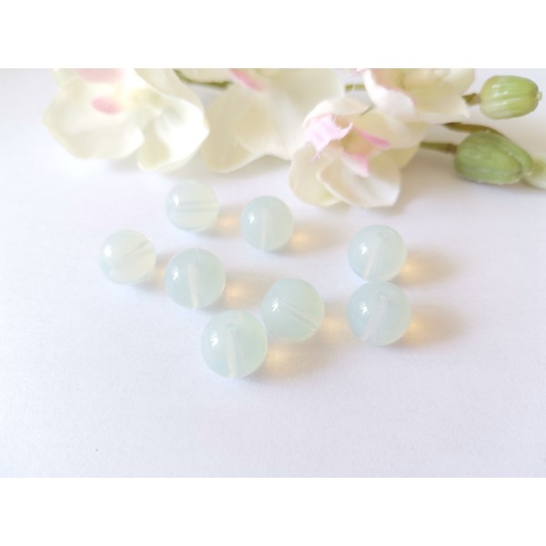 Perles en verre transparente 10 mm blanche x 10 - Photo n°1