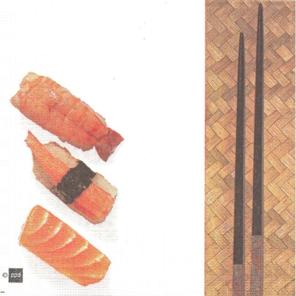 4 Serviettes en papier Sushi Format Lunch Decoupage Decopatch 3873 PPD - Photo n°1