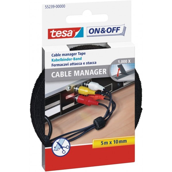 Bande auto-agrippante Tesa On & Off Cable Manager 5m x 10mm - Photo n°1