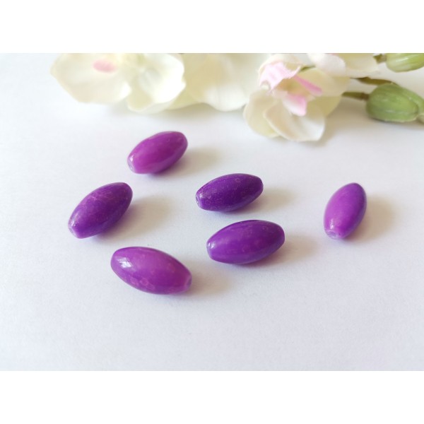 Perles en verre olive violette x 6 - Photo n°1