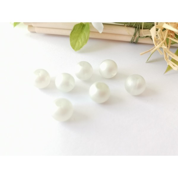 Perles en verre 10 mm dépoli blanche x 10 - Photo n°1