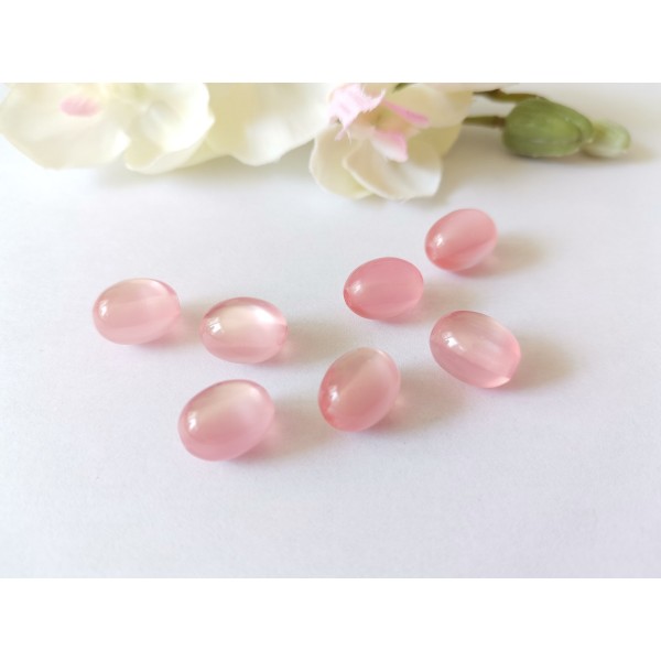 Perles en verre olive 12 x 8 mm rose x 10 - Photo n°1