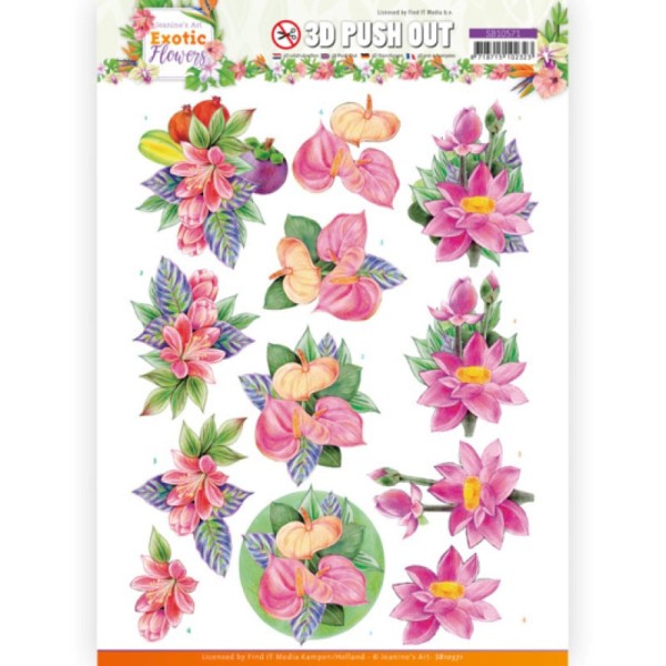 Carte 3D prédéc. - SB10571- Exotic Flowers - Pink Flowers - Photo n°1