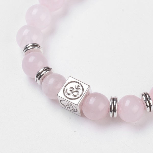 Kit bracelet perles quartz rose naturel et breloque arbre de vie - Photo n°3