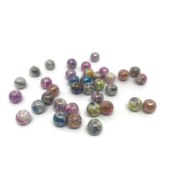 50 Perles 8mm Acryliques Tréfilées Mélange De Couleur ( pa8-04) - Photo n°1