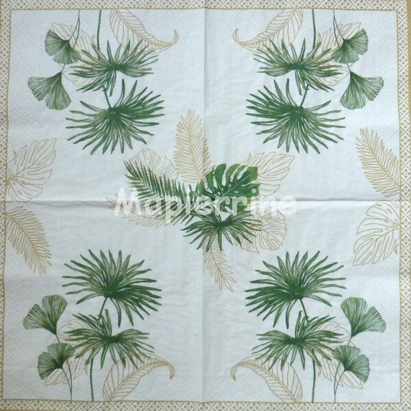 4 serviettes en papier découpage collage 33 cm FEUILLAGE EXOTIQUE - Photo n°2
