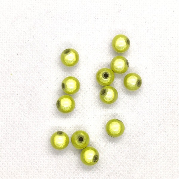 12 Perles vert pomme - résine - 8mm - b159 - Photo n°1