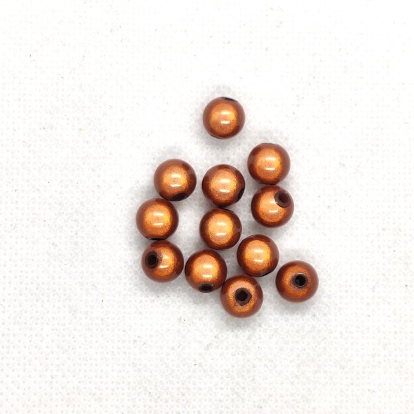 12 Perles marron cuivré - résine - 8mm - b161 - Photo n°1