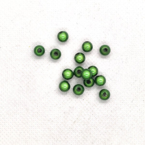 15 Perles vertes - résine - 6mm - b162 - Photo n°1