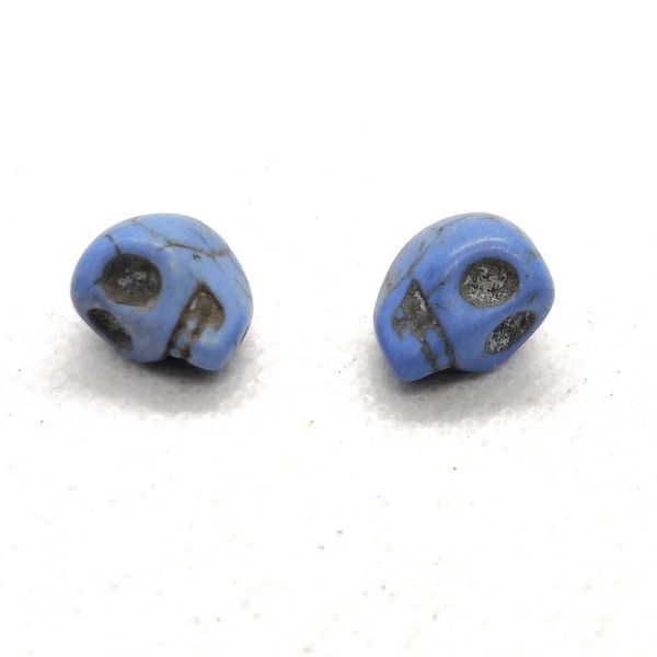1 Perle tête de mort howlite teintée bleu 18mm - b171 - Photo n°1