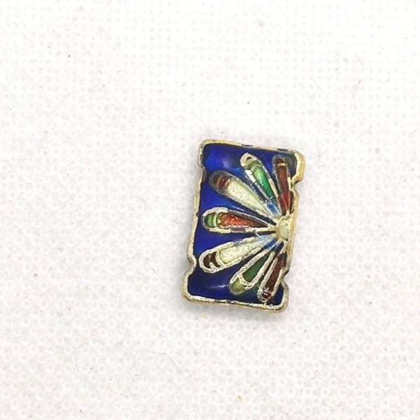 1 Perle cloisonnée en métal émaillé bleu à fleur - 19x12mm – b209 - Photo n°1