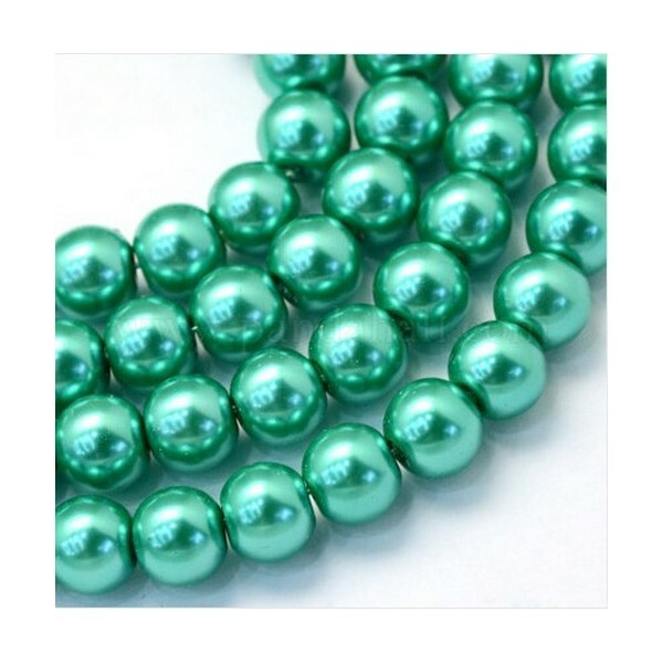 50 perles rondes en verre nacré 6 mm TURQUOISE - Photo n°1