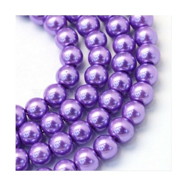 50 perles rondes en verre nacré 6 mm PARME FONCE - Photo n°1