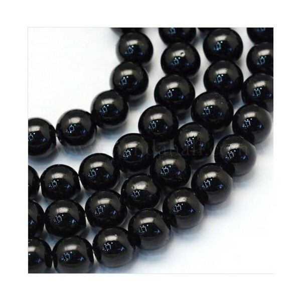 50 perles rondes en verre nacré 6 mm NOIR - Photo n°1