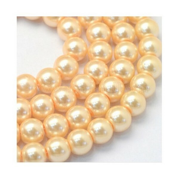 50 perles rondes en verre nacré 6 mm DORE CLAIR - Photo n°1
