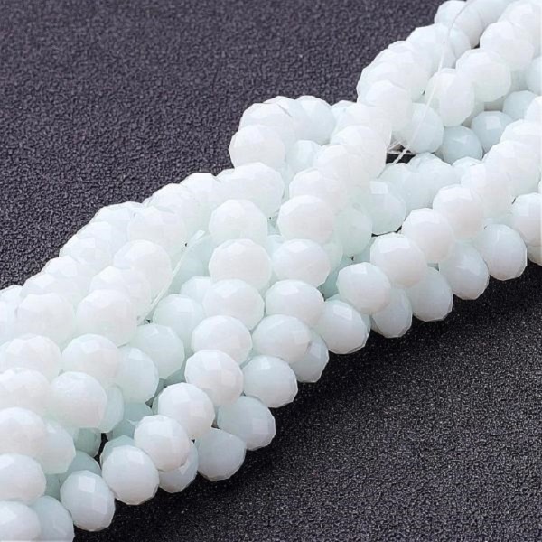 Perles en verre à facette 6 x 4 mm blanche x 25 - Photo n°1