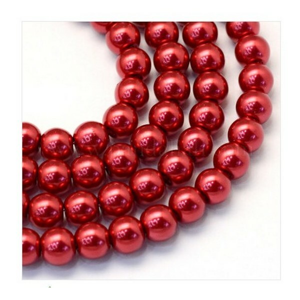 Lot de 30 Perles Craquelées en Verre 8mm Rouge 