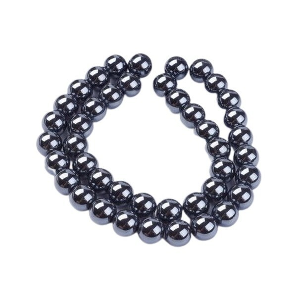 Fil de 50 perles ronde en métal hématite synthétique fabrication bijoux 8 mm GRIS - Photo n°1
