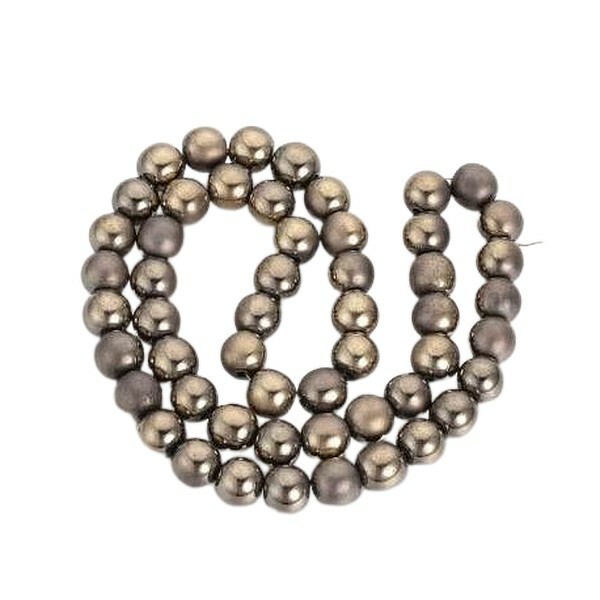 Fil de 50 perles ronde en métal hématite synthétique fabrication bijoux 8 mm MASTIC - Photo n°1