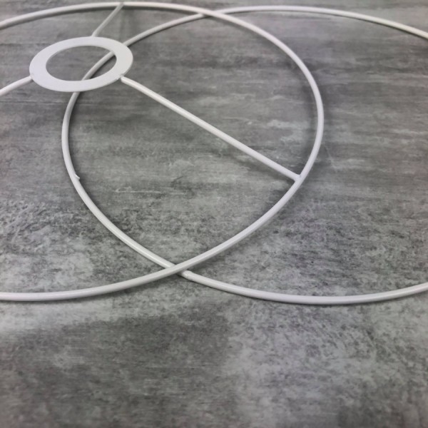 Set d'Ossature blanche diamètre 20 cm, pour suspension ou abat-jour, Anneaux ronds Epoxy, pour douil - Photo n°4