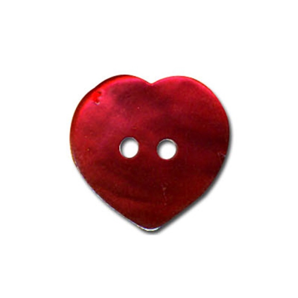 Bouton Nacre en forme de Coeur couleur Rouge (15mm) - Photo n°1