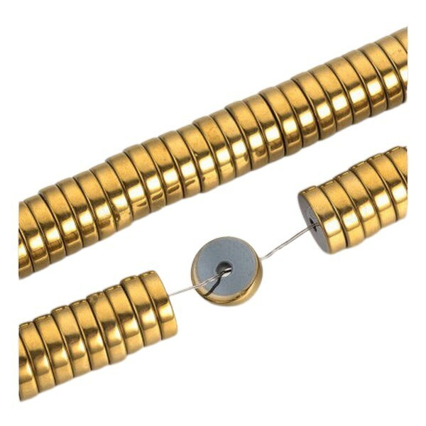 Fil de 190 perles rondelle heishi métal doré 6 x 2 mm XGQ48674F - Photo n°1