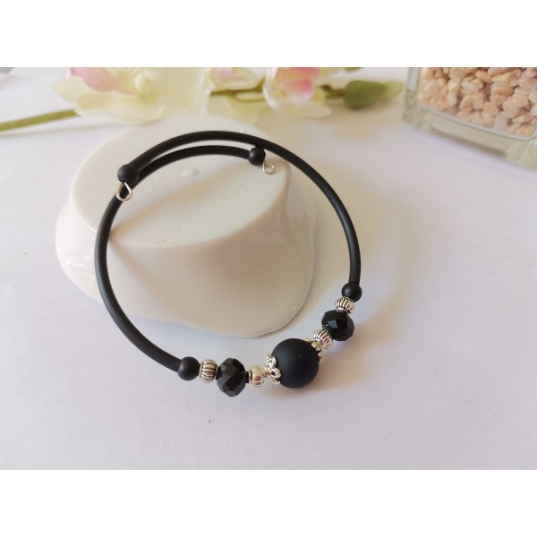 Kit bracelet fil à mémoire de forme et perles noires - Photo n°2