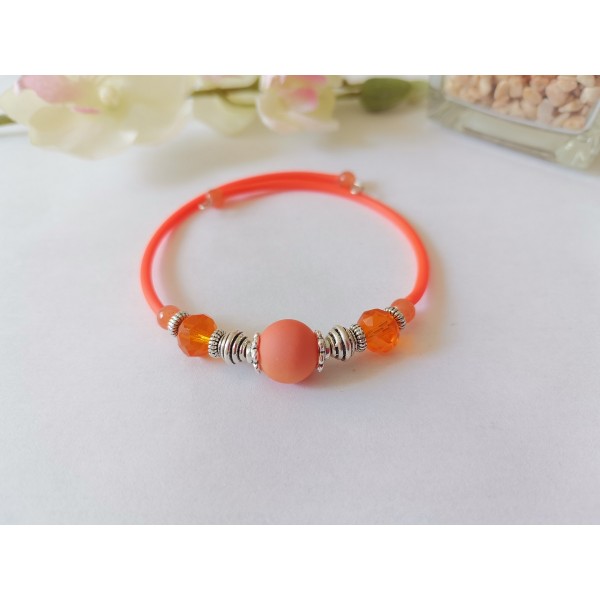 Kit bracelet fil à mémoire de forme et perles oranges - Photo n°1