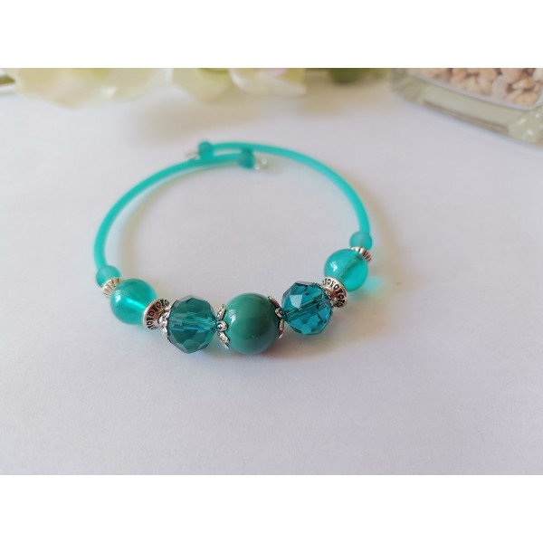 Kit bracelet fil à mémoire de forme et perles turquoises - Photo n°1