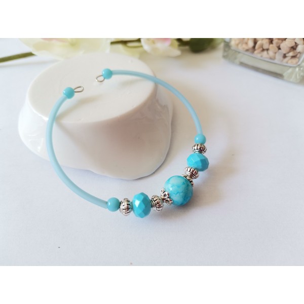 Kit bracelet fil à mémoire de forme et perles bleues - Photo n°2