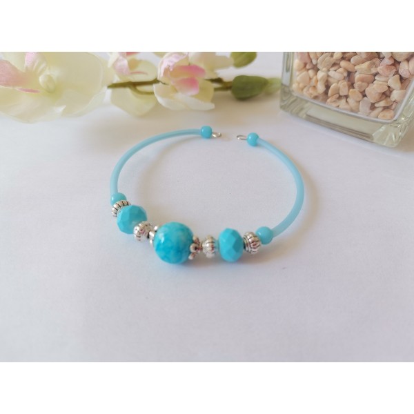 Kit bracelet fil à mémoire de forme et perles bleues - Photo n°1