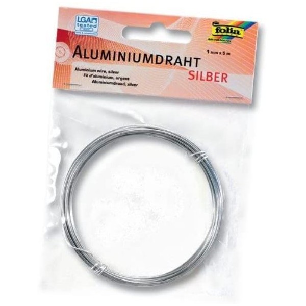 Fil de bricolage en aluminium - 1 mm x 5 m - Argent - Photo n°1