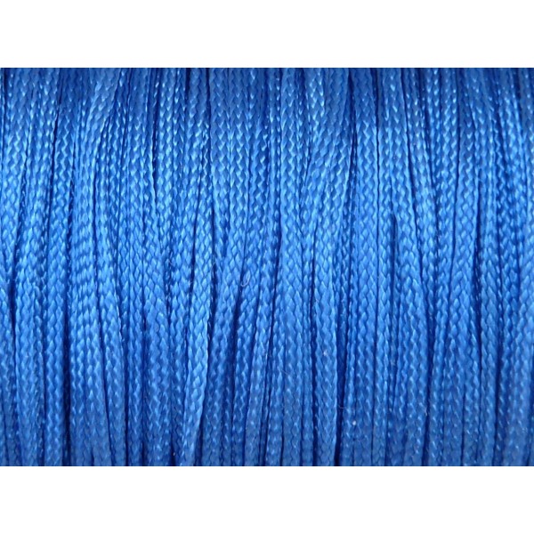 5m Fil, Cordon Nylon Tressé Plat Bleu Méthylène 1mm Brillant, Satin - Photo n°1