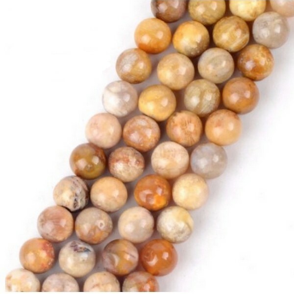 Fil de 45 perles ronde en pierre naturelle CHYSANTHEME 8 mm - Photo n°1
