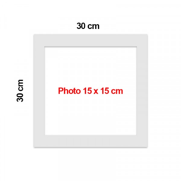Passe partout pour cadre 30 x 30 cm ext - 15 x 15 cm int - blanc - Photo n°3
