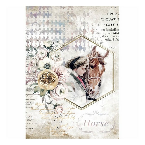 1 feuille de papier de riz 21 x 29,7 cm découpage collage STAMPERIA HORSES 4580 - Photo n°1