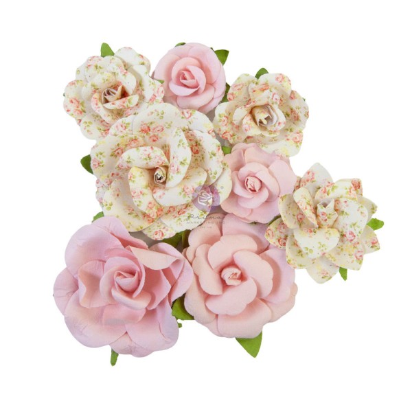 8 pièces fleurs  en papier scrapbooking décoration PRIMA MARKETING 652890 - Photo n°1
