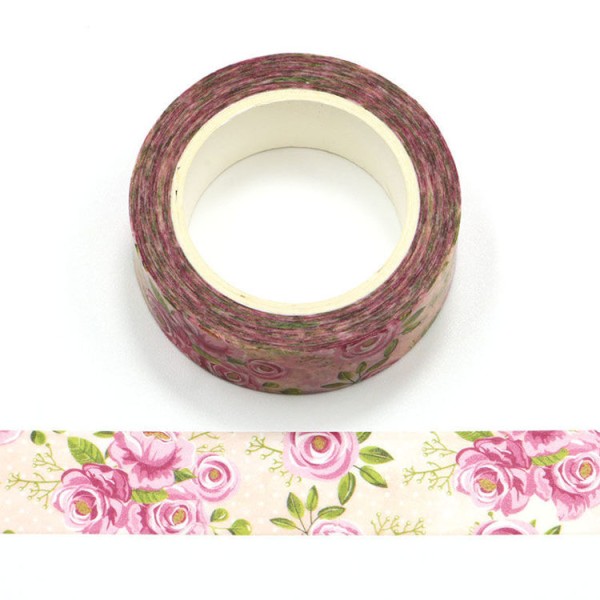 Masking tape roses anciennes - 15mm x 10m - Photo n°1