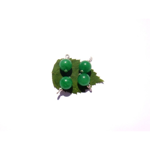 Jade teinté vert: 4 MICRO breloques 14 mm de hauteur environ x 8 mm - Photo n°1