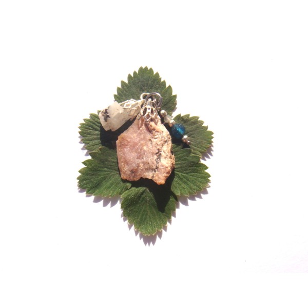 Pendentif Opale Rose/Pierre de Lune brutes, Apatite 3 CM de hauteur - Photo n°1