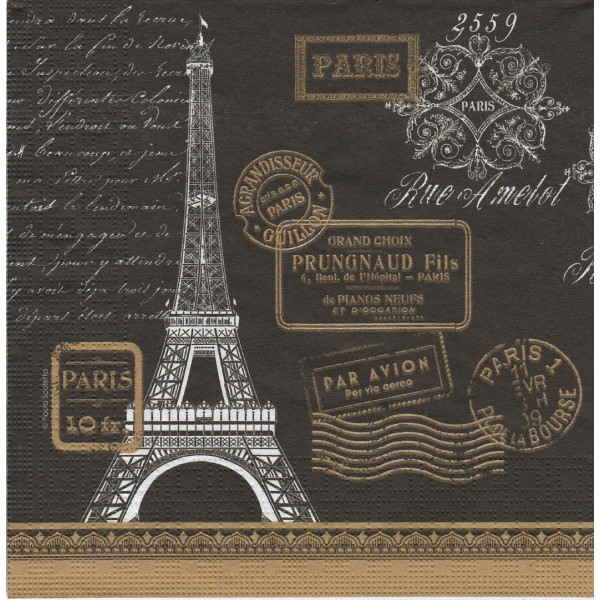 4 Serviettes en papier Paris Rendez-vous Format Lunch Decoupage Decopatch 133-1930 PPD - Photo n°1
