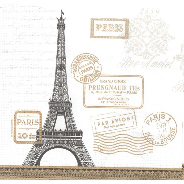 4 Serviettes en papier Paris Rendez-vous Format Lunch Decoupage Decopatch 133-1931 PPD - Photo n°1