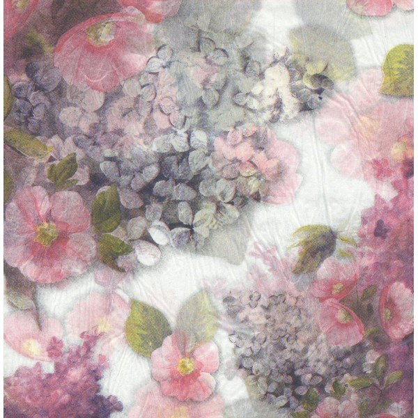 Serviette en papier de riz Fleur Lilas 50x50 cm DFT218 Stamperia - Photo n°2