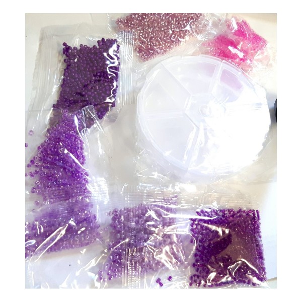 Boite box de perles de rocailles tons de violet 2mm 60gr env 2100 perles - Photo n°2