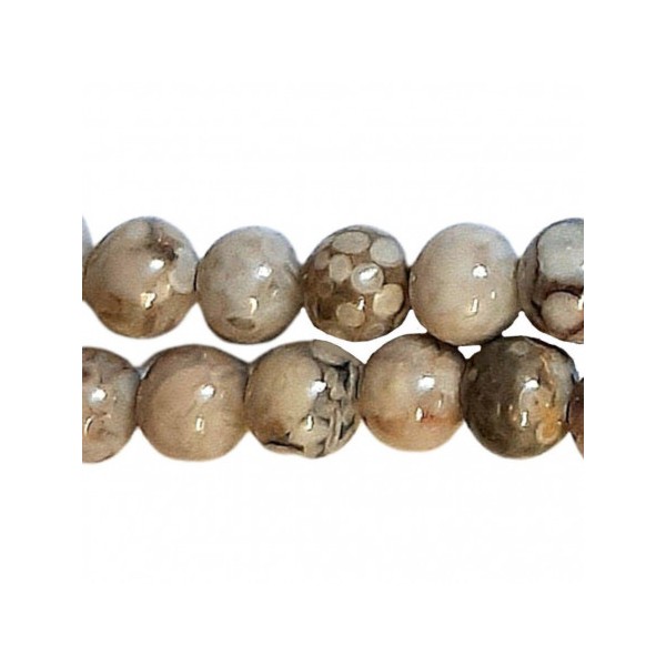 Fil de 90 perles rondes 4mm 4 mm en maifan stone maifanite pierre médicale 9 pierres - Photo n°1