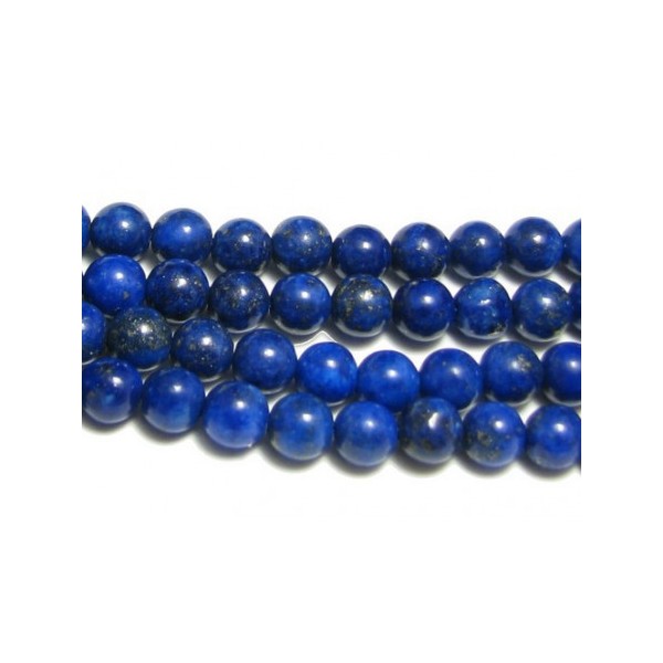 Fil de 80 perles rondes 4mm 4 mm en lapis lazuli lazulis teinté - Photo n°3