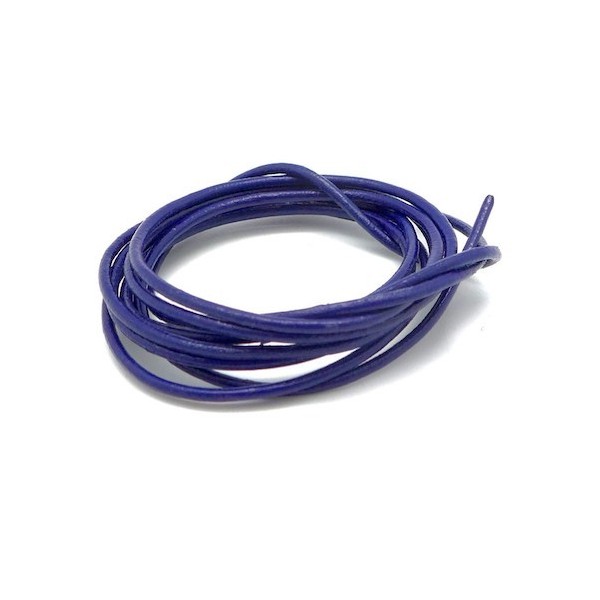 2m Cordon Cuir 2,5mm De Couleur Bleu Indigo Violet - Photo n°2