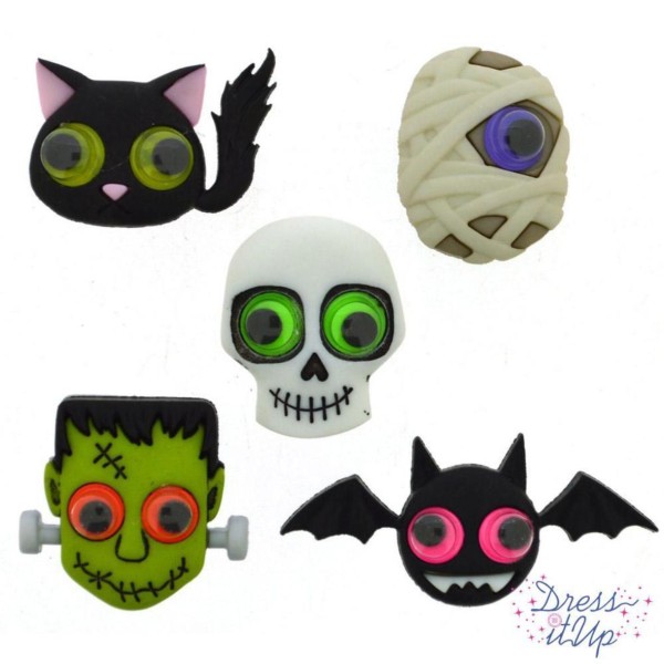 Boutons Dress It Up - Jeepers Peepers   Halloween / Boutons Fantaisie 3D - Photo n°1
